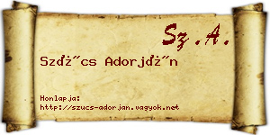 Szűcs Adorján névjegykártya